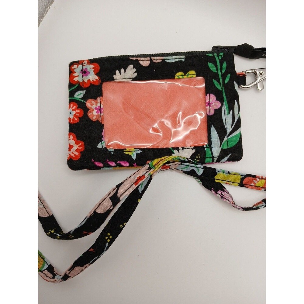 Vera Bradley Floral Fabric ID Holder Wallet with Lanyard Zipper Pouch Crossbody - Picture 4 of 4